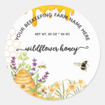Wildflower Honey Jar Labels | Honeybee Bee Apiary