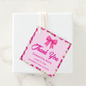 Wildflower Hot Pink Gingham Bow Graduation Party フェイバータグ (インサイチュ)