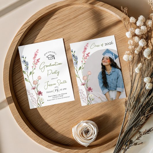 Wildflower Illustration Graduation Invite 招待状