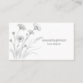 Wildflower Illustration with QR Code Business Card 名刺 (正面)