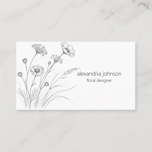 Wildflower Illustration with QR Code Business Card 名刺 (正面)