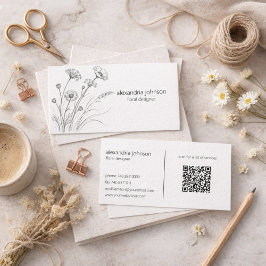 Wildflower Illustration with QR Code Business Card 名刺