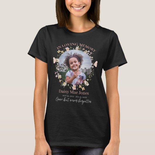 Wildflower In Loving Memory Memorial Funeral Photo Tシャツ (正面)