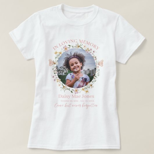 Wildflower In Loving Memory Memorial Funeral Photo Tシャツ (デザイン正面)