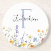 Wildflower Initial Drink Coaster Realtor Gift コースター (正面)