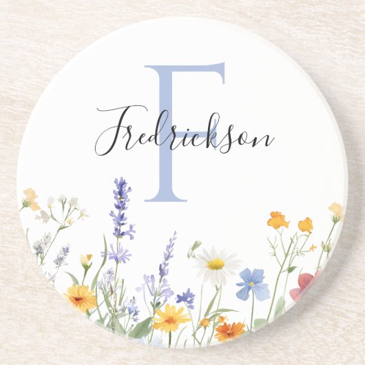 Wildflower Initial Drink Coaster Realtor Gift コースター (正面)