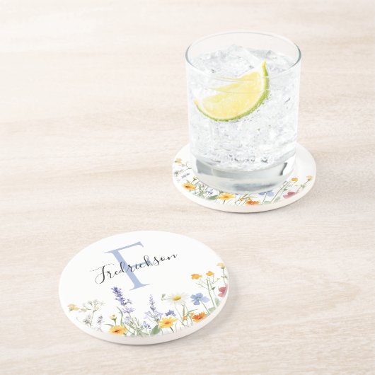 Wildflower Initial Drink Coaster Realtor Gift コースター (側面)