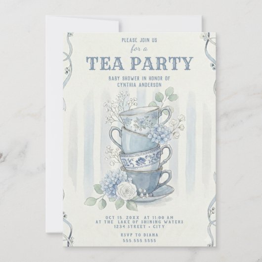 Wildflower-Inspired Tea Party Baby Shower 招待状 (正面)