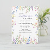 Wildflower Is On The Way Pastel Floral Baby shower 招待状 (スタンド正面)
