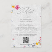 Wildflower Ivory Elegant QR Code Wedding Details エンクロージャーカード (正面)