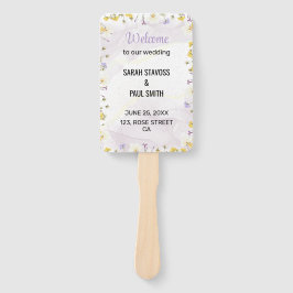 Wildflower Lavender and Yellow Wedding program ハンドファン
