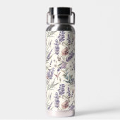 Wildflower Lavender Boho Botanical Floral ウォーターボトル (背面)