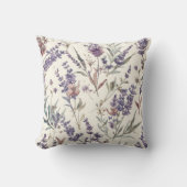 Wildflower Lavender Boho Botanical Floral クッション (正面)
