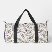 Wildflower Lavender Boho Botanical Floral ダッフルバッグ (正面)