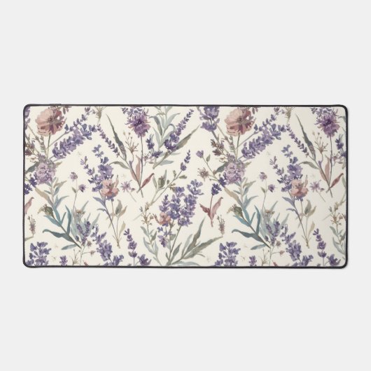 Wildflower Lavender Boho Botanical Floral デスクマット (正面)
