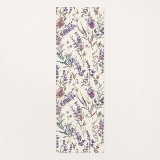 Wildflower Lavender Boho Botanical Floral ヨガマット (正面)