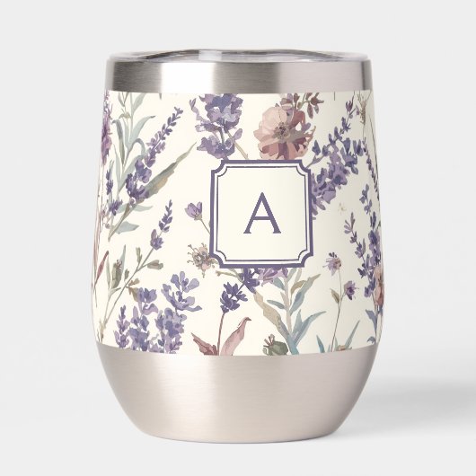 Wildflower Lavender Boho Botanical Floral Monogram (背面)