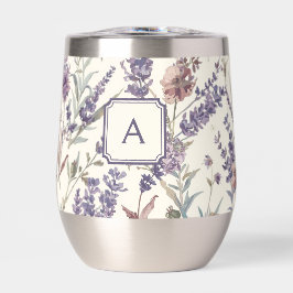 Wildflower Lavender Boho Botanical Floral Monogram