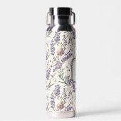 Wildflower Lavender Boho Botanical Floral Monogram ウォーターボトル (正面)