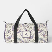 Wildflower Lavender Boho Botanical Floral Monogram ダッフルバッグ (正面)