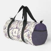 Wildflower Lavender Boho Botanical Floral Monogram ダッフルバッグ (右コーナー)