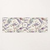 Wildflower Lavender Boho Botanical Floral Monogram ヨガマット (正面(横))