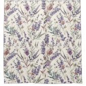 Wildflower Lavender Boho Botanical Floral Pattern シャワーカーテン (正面)