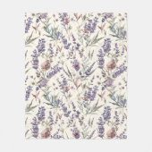 Wildflower Lavender Boho Botanical Floral Pattern フリースブランケット (正面)