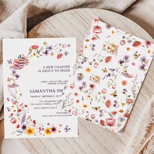 Wildflower Lavender New Chapter Bridal Shower  招待状