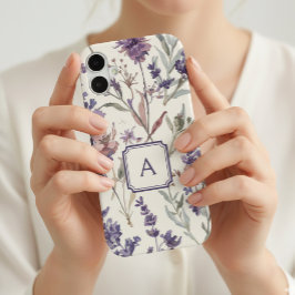 Wildflower Lavender Watercolor Monogram  iPhone 16ケース