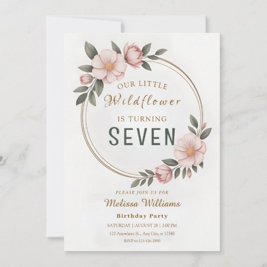 Wildflower Level 7 Birthday 招待状 (正面)