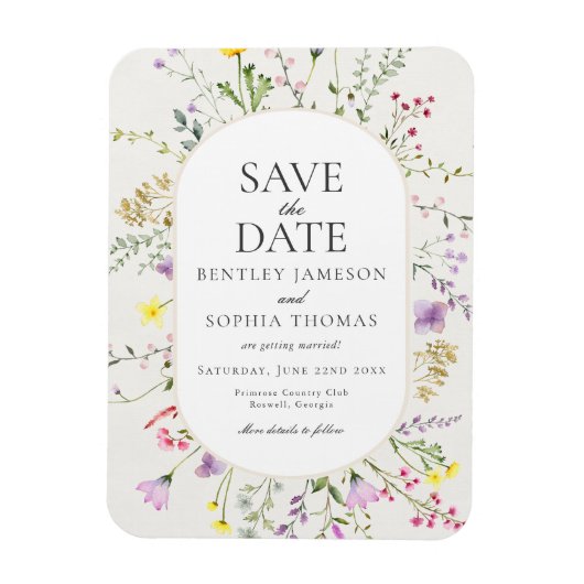 Wildflower Love が咲き誇る Save the Date マグネット (縦)