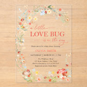 Wildflower Love Bug Baby Shower アクリル招待状 (正面)