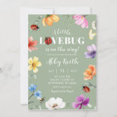 Wildflower Lovebug Baby Shower Invitation 招待状 (正面)