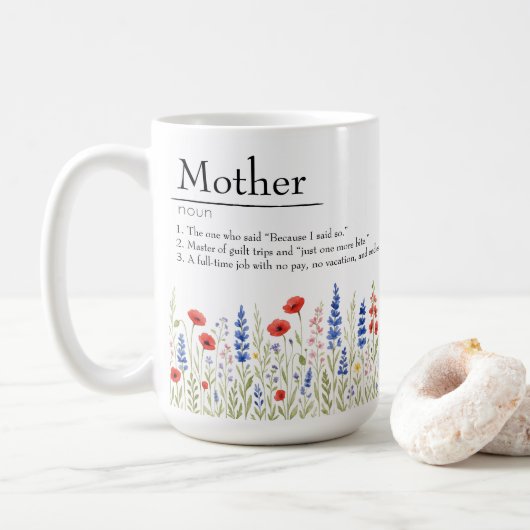 Wildflower Mama Mug – 皮肉な母の日の贈り物 コーヒーマグカップ (ドーナツ)