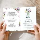 Wildflower Mason Jar All in One QR Code Wedding 招待状