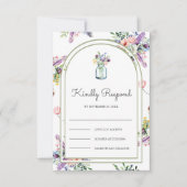 Wildflower Mason Jar Arch Wedding 出欠カード (正面)