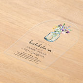 Wildflower Mason Jar Bridal Shower アクリル招待状 (レイダウン)