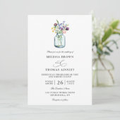 Wildflower Mason Jar Rustic Budget QR Code Wedding 招待状 (スタンド正面)
