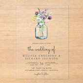 Wildflower Mason Jar Wedding アクリル招待状 (正面)
