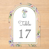 Wildflower Mason Jar Wedding Acrylic Table Number アクリル招待状 (正面)
