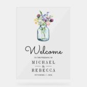 Wildflower Mason Jar Wedding Welcome アクリルサイン (正面)
