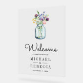 Wildflower Mason Jar Wedding Welcome アクリルサイン (傾斜)