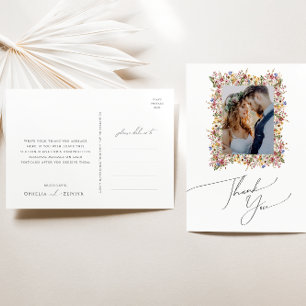 Wildflower Meadowカラフル写真の結婚ありがとう ポストカード