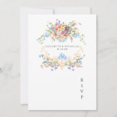 Wildflower Meadow | フラワー ウェディング クレスト RSVP  招待状 (正面)