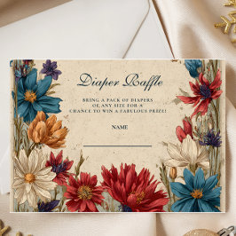 Wildflower Meadow Baby Shower Diapper Raffle エンクロージャーカード