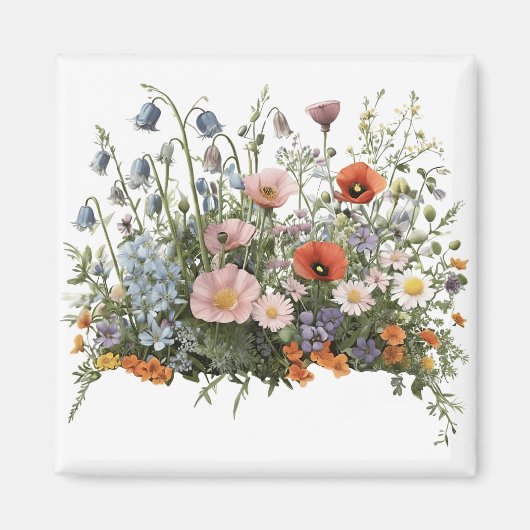 Wildflower meadow botanical garden flowers マグネット (正面)