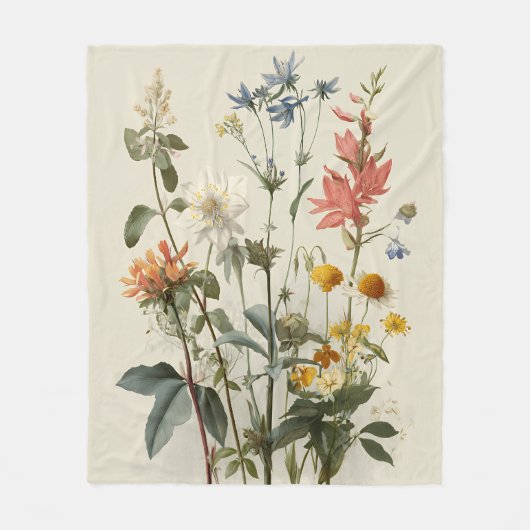 Wildflower Meadow Bouquet フリースブランケット (正面)