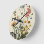 Wildflower Meadow Bouquet ラウンド壁時計 (傾斜)
