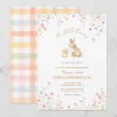 Wildflower Meadow Bunny ベビーシャワー 招待状 (正面/裏面)